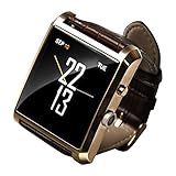 Soyan 2015 latest DM08 Bluetooth watch Hd camera For Android System Sync whatsapp facebook Pedometer And For IPh(partial functions) with Gift box (Gold)