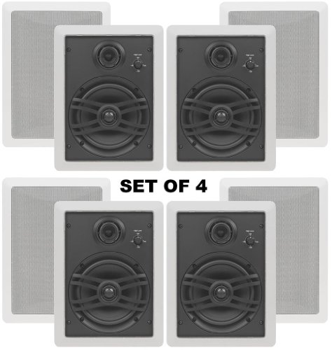 Yamaha Flush Mount In-Wall Natural Sound Custom Easy-to-install 3-Way 120 watts Speakers (Set of 4) with 1 Silk Soft Swivel Dome Tweeter, 2 Swivel Midrange & 6.5 Cone Woofer for A Regular Size Room or Several Smaller Rooms