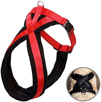 Rocy Soft No Pull Adjustable Dog Harness (Neck 29.5"/Chest 23.6"--31.5", Red)