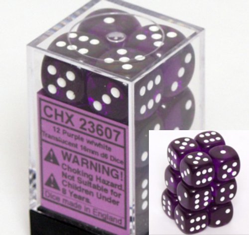 Purple 6 Sided 16mm Dice Block 12-Dice