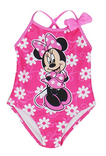 Disney Toddlers Minnie Mouse with Daisy Flowers One Piece Swimsuit Pink 2T