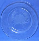 Individually Hand Etched Crab Glass Dinner Plate 9.5"D Set / 2