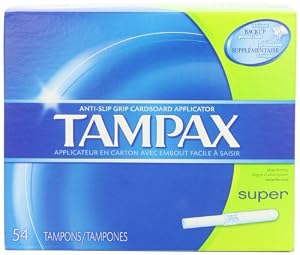 Tampax Cardboard Applicator Tampons, Super Absorbency, 54 Count (Pack of 2)