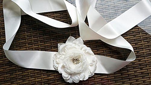 OOAK-Bridal Sash Wedding Dress Sash Cream Satin Flower Ivory Organza flower Pearls rhinestonesSash Belt