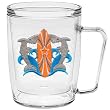 Sharks with Surfboard 18 oz Insulated Coffee Mug, Clear