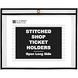 C-Line Stitched Shop Ticket Holders, Both Sides Clear, Open Long Side, 12 x 9 Inches, 25 per Box (49912)