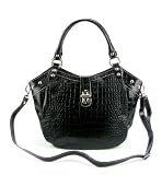 ROBE DI FIRENZE Italian Designer Handbag Shoulder Bag in Black, Maroon, Purple, Rose or White Croc Embossed Leather
