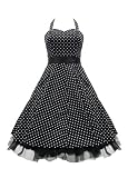 50s Small Polka Dot Dress Black