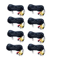 VideoSecu 8 Pack 100ft Feet Surveillance BNC Video RCA Audio Cables CCTV CCD Security Camera Wires Cords with Bonus Connectors WC5