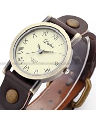 Watches For Women BROWN EC104 Dalas Retro Bronze Case Lady Women Bracelet Leather Quartz Watch