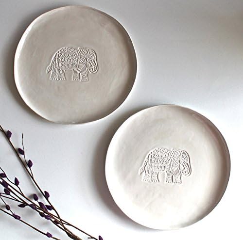 Handmade Dinnerware Plates with Textured Elephant design Set for 2