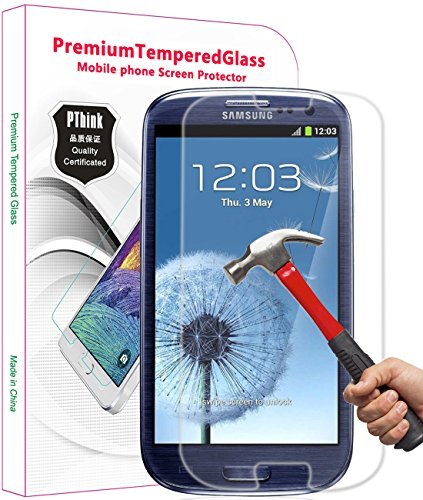 PThink 0.3mm Ultra-thin Tempered Glass Screen Protector for Samsung Galaxy S3 with 9H Hardness/Perfect Anti-scratch/Fingerprint & water & oil resistant (Samsung Galaxy S3)