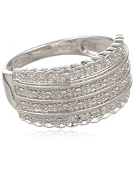 Sterling Silver Four Rows Diamond Ring (0.05 cttw, I-J Color, I2-I3 Clarity)