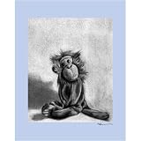 Charcoal Monkey Blue Border 11x14 Canvas Art Image Wrap