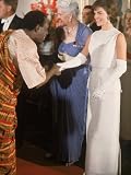 Mrs. John F. Kennedy, Wearing Long White Gown, in Reception Line During Visit to Canadian Capitol Premium Photographic Poster Print, 24x32