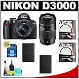 51jiDZQxx6L. SL160  Nikon D3000 10MP Digital SLR Camera with 18 55mm f/3.5 5.6G AF S DX VR Nikkor Zoom Lens with Tamron 70 300mm Di LD Zoom Lens (Nikon MT) + 16GB Card + (2x) EN EL9a Battery + UV Filters + Cleaning Kit