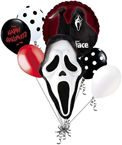 7 pc Scream Ghost Face Halloween Balloon Bouquet Party Decoration Scary