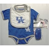Kentucky Wildcats NCAA Infants / Babys / Kids Blue and Grey Creeper, White Bib, and Bootie Set