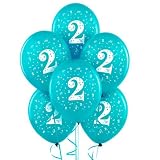 Turquoise with #2 Matte Balloons (6) Party Supplies