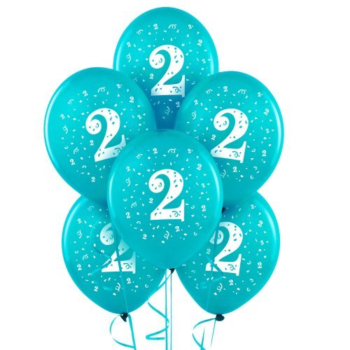 Turquoise with #2 Matte Balloons (6) Party Supplies