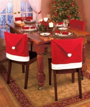 GoodsGood Santa Claus Clause Hat Chair Covers Set of 8 Decor Christmas Holiday Festive Brand New 16PCS
