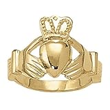 14K Yellow Gold Diamond Claddagh Ring