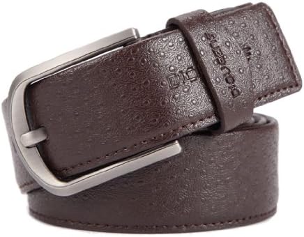 WantDo Men's Fashion and Classic Pin Buckle Genuine Leather Belt Coffee 07-MTJ240335206