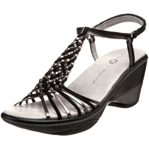 Jambu Sandals Jambu Women's Acapulco T-Strap Sandal,Black,9.5 M US