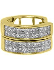 1 Carat Invisible Princess Diamond Hoop Earrings