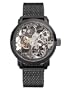M. Johansson NikalaBBB - Reloj de caballero mec�nico de cuerda manual, esqueleto completo, caja y correa de acero inoxidable ba�ado en negro