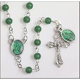 BlessedByPopeBeneditXVIGreenGlassBeadsRosaryStSaintJudewithDangleMedalRosary