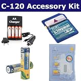 Olympus C-120 Digital Camera Accessory Kit includes: SB251 Charger, KSD2GB Memory Card, SB201 Battery, ZELCKSG Care & Cleaning
