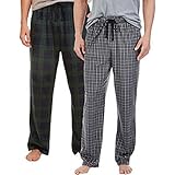 Nautica Men's 2-Pack Sueded Fleece Pant-Gray Check & Black/Green Plaid XXL