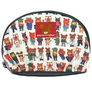 【クリックで詳細表示】くまのがっこう《チラシ柄》シェルポーチ【ブラック】☆絵本キャラクターグッズ(小物入れ)通販☆