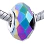 Murano Glass Bead Purple Metallic Gloss Rondelle Fit Pandora Bead Charm Bracelet