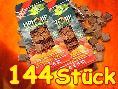 144 Stück Anzündwürfel FIRE UP Anzünder - CO2 neutral & umweltfreundlich