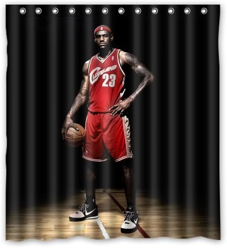 RAROFU No.23 Red Jersey LeBron James Shower Curtain Standard Inch Size 66"(w) x 72"(h)
