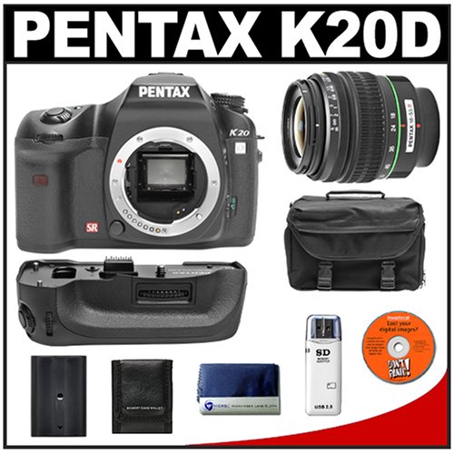 Pentax K20D Digital SLR Camera with Pentax SMC DA 18-55mm AL II Zoom Lens + Pentax D-BG2 Battery Grip + Spare D-LI50 Battery + Case + Cameta Bonus Accessory Kit