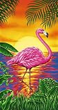 Flamingo Sun Terry Velour Beach/Bath Towel