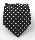 100% Silk Woven Black Polka Dot Tie