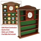 Trademark Ball Holder Quartz Clock With Solid Wood Billard Ball Holder, Brown