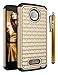 Moto Z Force Case, Moto Z Force Droid Case, Style4U [Shockproof] Studded Rhinestone Crystal Bling Hybrid Armor Case for Motorola Moto Z Force/Moto Z Force Droid with 1 Stylus [Gold/Black]
