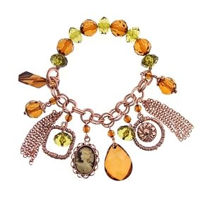 Forest Glen Beaded Charm Stretch Bracelet by 1928 Jewelry