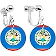Belize Flag Clip on Earrings