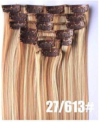 Clip in Remy Human Hair Extensions 12/613# Light Brown with Bleach Blonde 7pcs 70g (22") by New ok buy