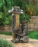 Wild Western Rustic Cowboy Hat Boot Water Fountain