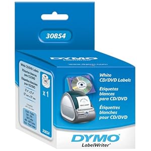 DYMO LabelWriter Media Label, CD/DVD, White, 2-1/4", 160 per pack