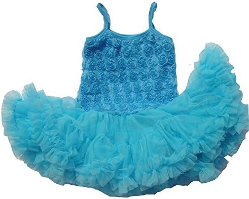 OISKMASCOT Girls Baby 3D Rose Flowers Tutu Dress Summer Clothes Blue M