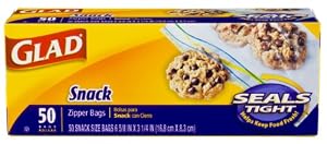Glad Snack Zipper Food Storage Bags, 50 Count (Pack of 12)