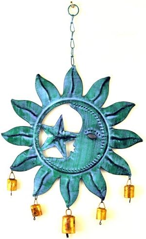 Iron Patina Sun, Moon & Star Wind Chime IN26632 by Paykoc